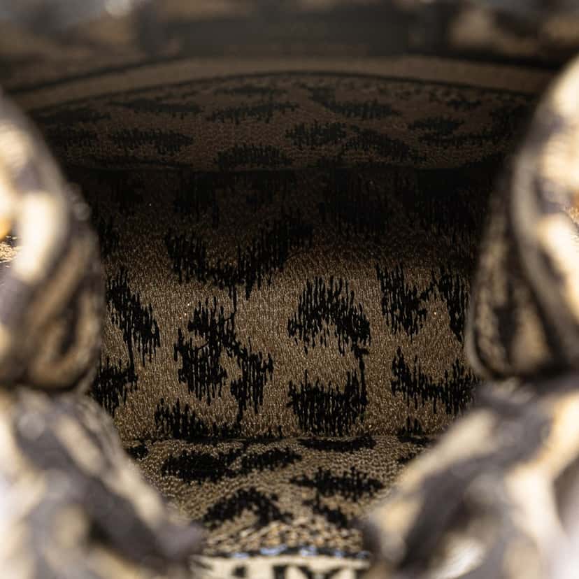 Dior Mizza Mini Embroidered Canvas Leopard Vertical Book Tote Brown Canvas Good condition - Model View