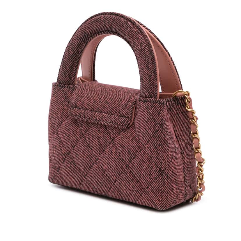 Chanel Nano Quilted Denim Kelly Shopper Bag Pink Denim Good condition - Back View