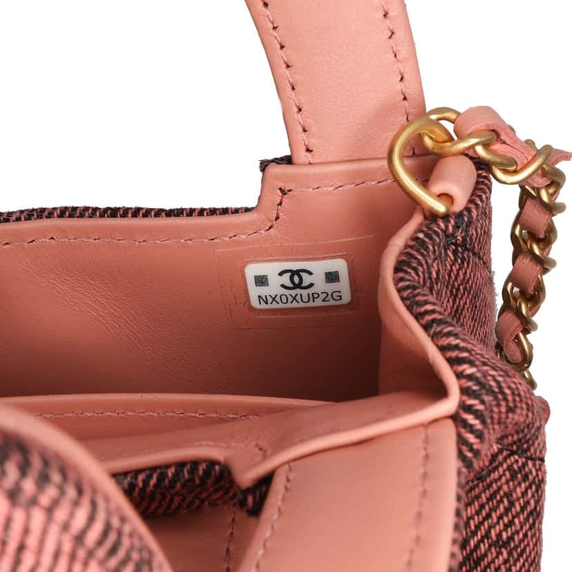 Chanel Nano Quilted Denim Kelly Shopper Bag Pink Denim Good condition - Box View