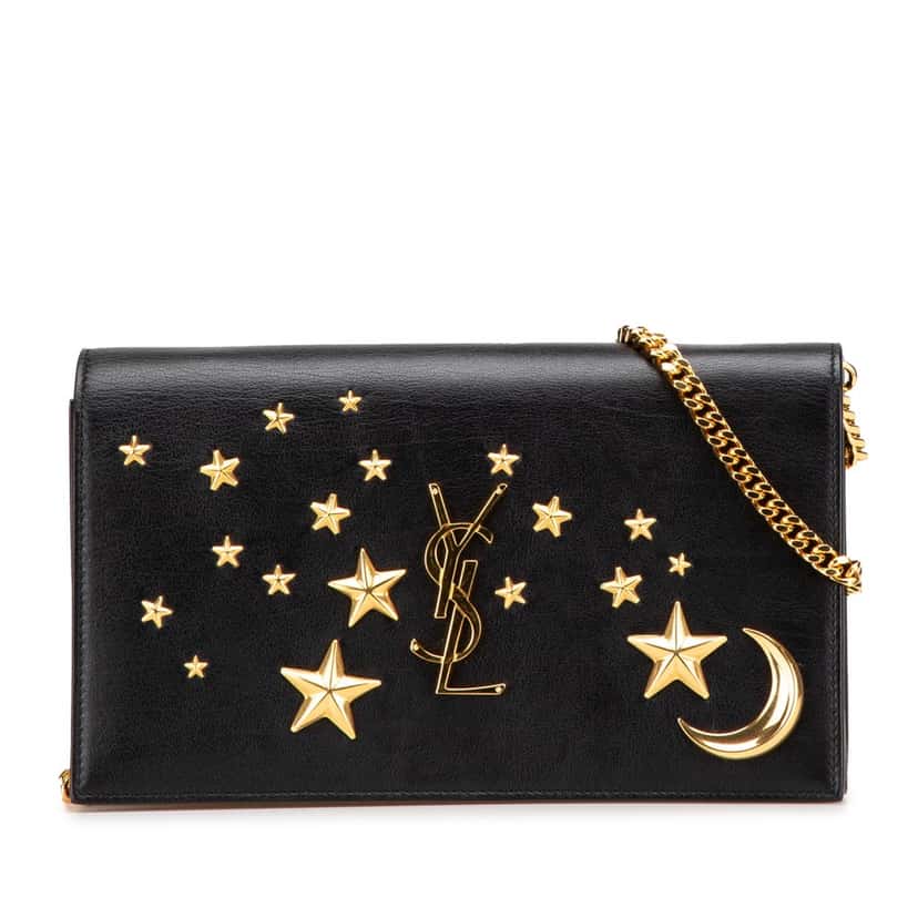 Saint Laurent Leather Moon and Star Monogram Kate Wallet On Chain Black Leather Good condition - Front View