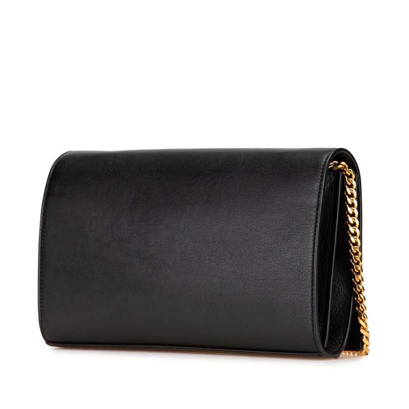 Saint Laurent Leather Moon and Star Monogram Kate Wallet On Chain Black Leather Good condition - Back View