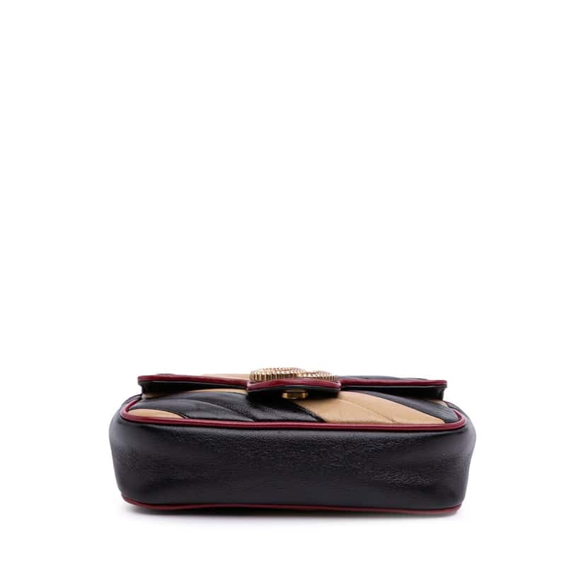 Gucci Super Mini GG Marmont Matelasse Leather Torchon Flap Crossbody Brown Leather Good condition - Inside View