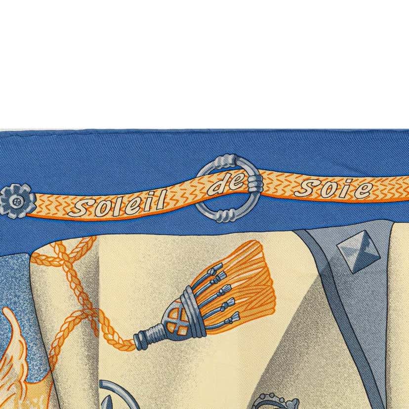 Hermès Soleil de Soie Silk Scarf Blue Silk Good condition - Inside View