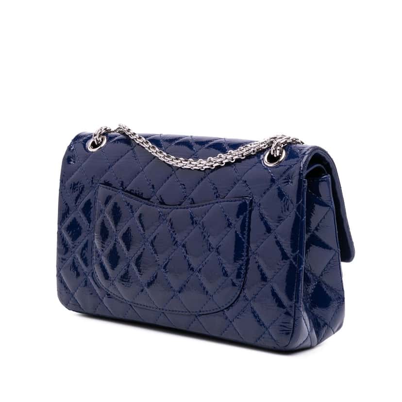 Chanel Reissue 2.55 Patent Double Flap 226 Blue Leather Good condition - Back View