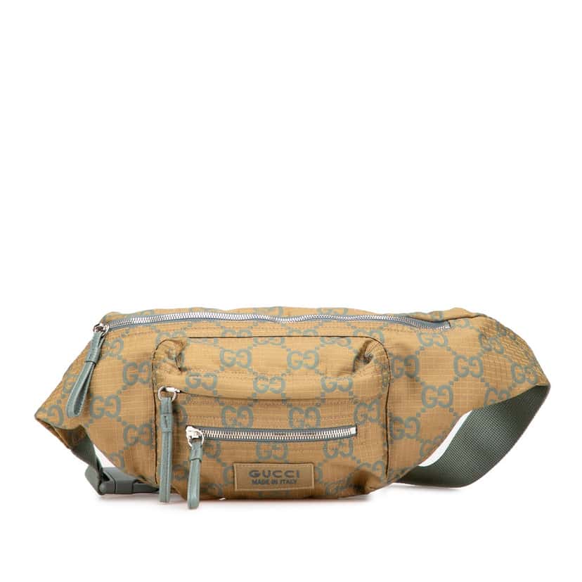 Gucci GG Ripstop Nylon Belt Bag Brown Good condition - Front View