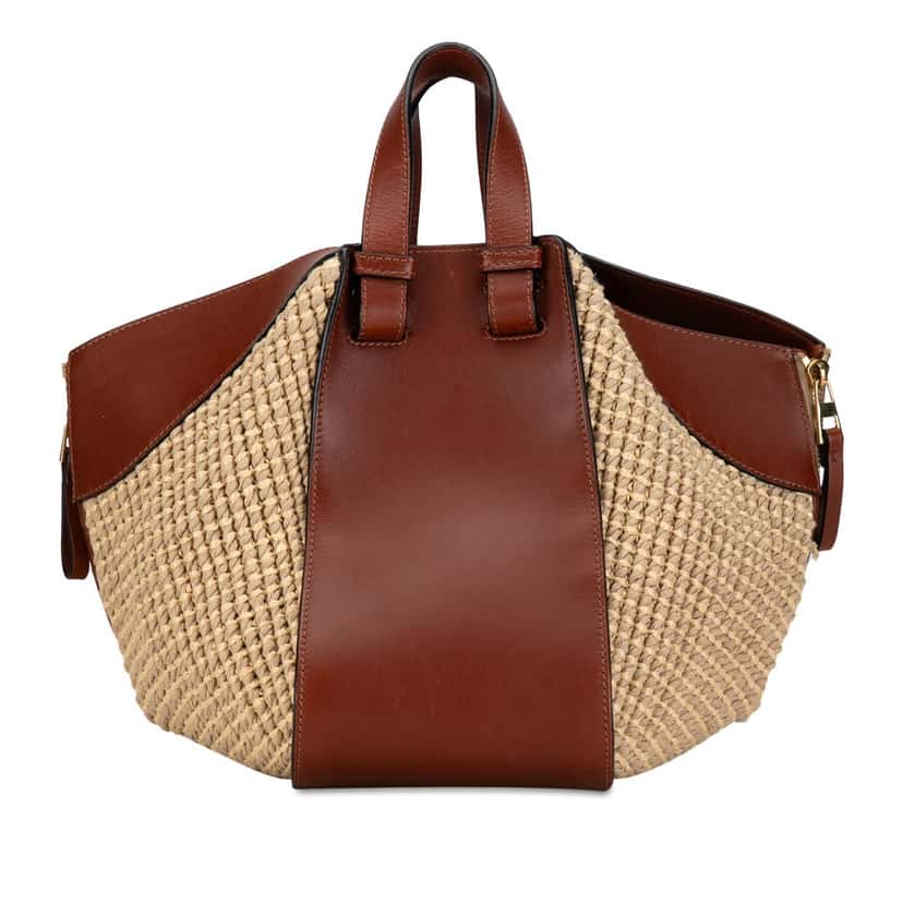 Loewe Small Leather and Raffia Hammock Bag Brown Leather Good condition - Inside View