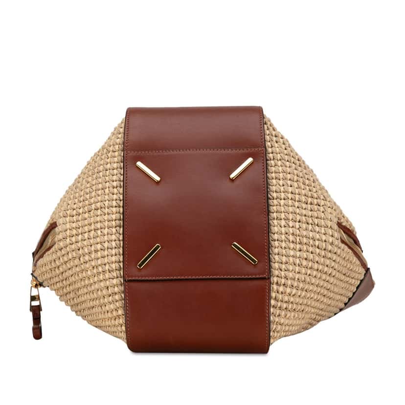 Loewe Small Leather and Raffia Hammock Bag Brown Leather Good condition - Model View