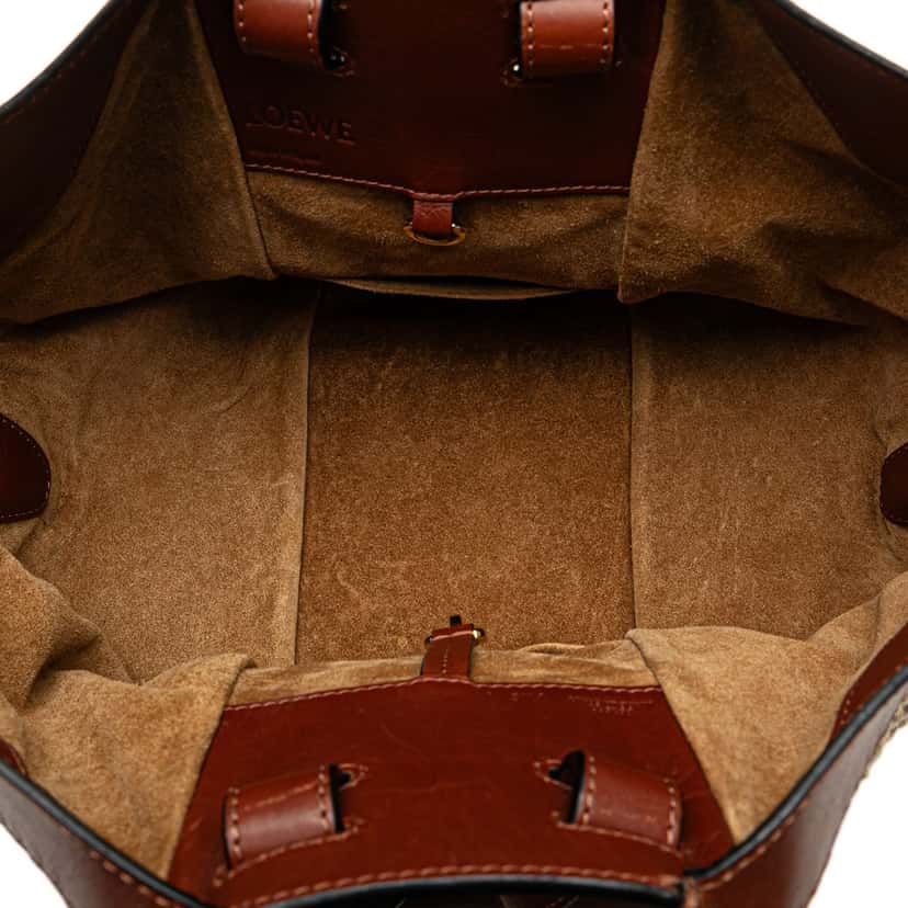 Loewe Small Leather and Raffia Hammock Bag Brown Leather Good condition - Box View