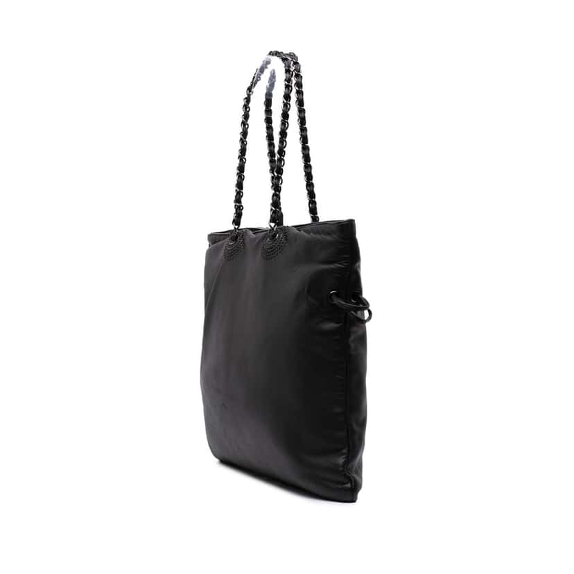 Chanel CC Lambskin Studded Bonbons Tote Black Leather Good condition - Back View