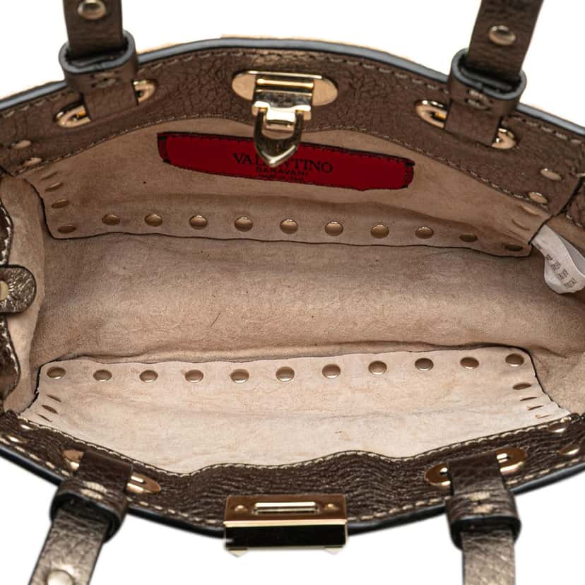 Valentino Mini Pony Hair Rockstud Satchel Brown Good condition - Model View