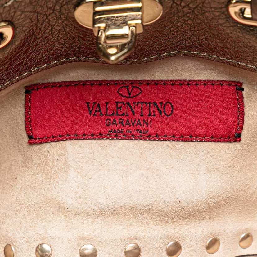 Valentino Mini Pony Hair Rockstud Satchel Brown Good condition - Box View