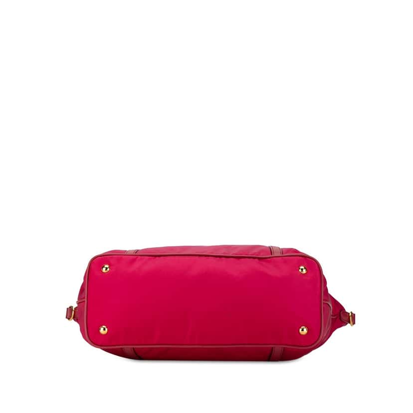 Prada Saffiano-Trimmed Tessuto Satchel Pink Good condition - Model View