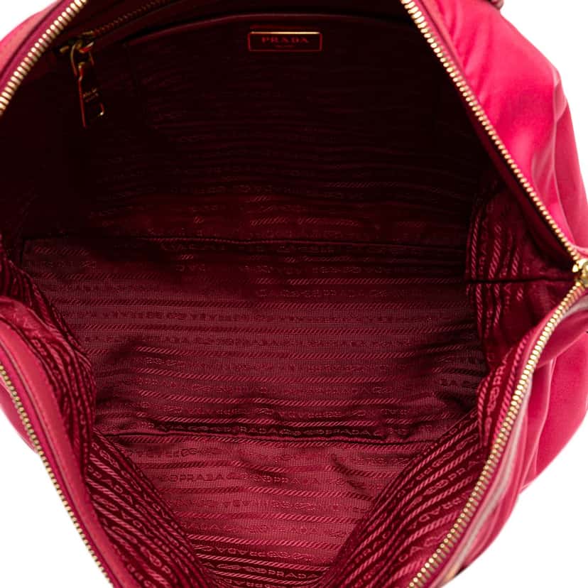 Prada Saffiano-Trimmed Tessuto Satchel Pink Good condition - Box View
