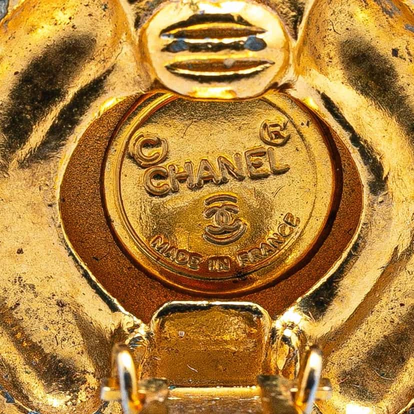 Chanel Gold Plated Diamond Crystal Clip on Earrings Gold Metal Fair condition - Inside View