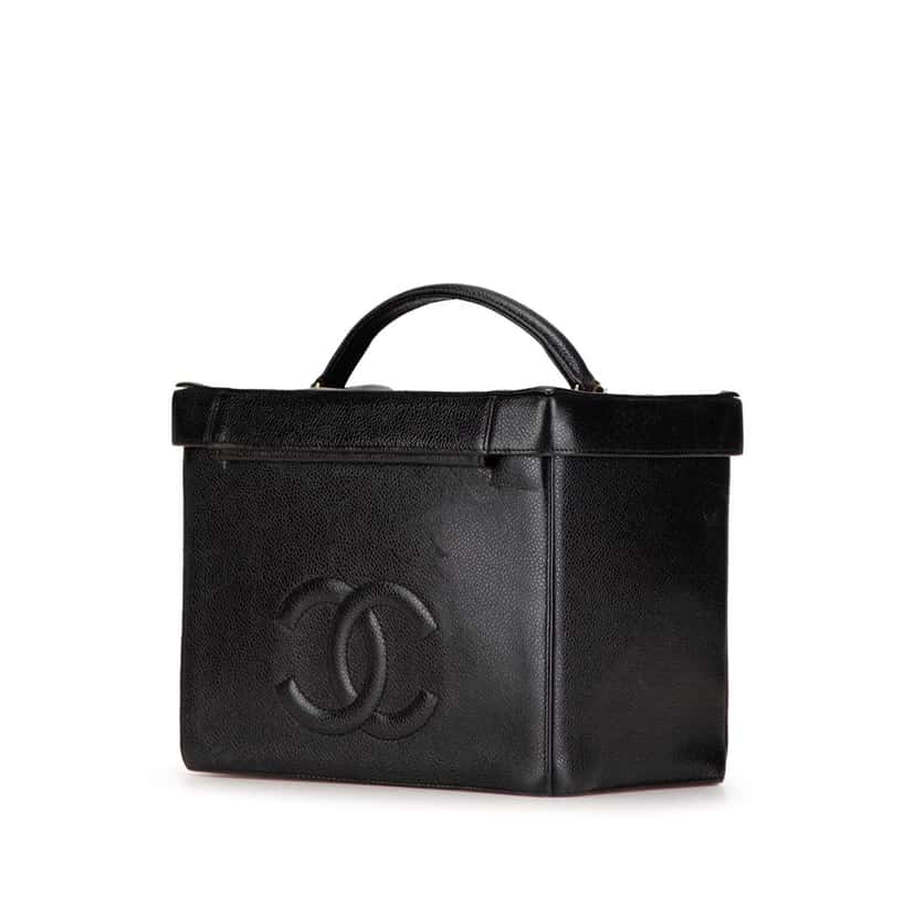 Chanel CC Caviar Vanity Case Black Leather Good condition - Back View