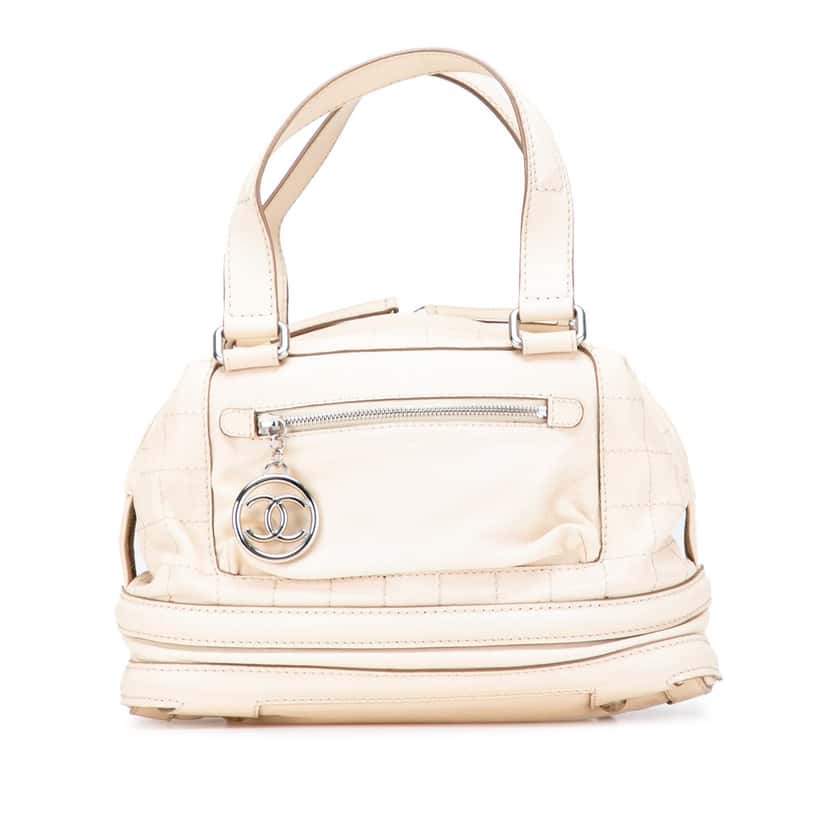 Chanel Goatskin Square Stitch Essential Bowler Brown Leather Good condition - Front View