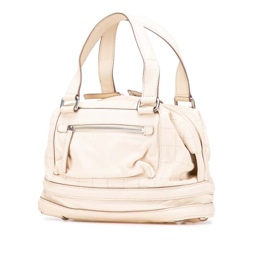 Chanel Goatskin Square Stitch Essential Bowler Brown Leather Good condition - Back View