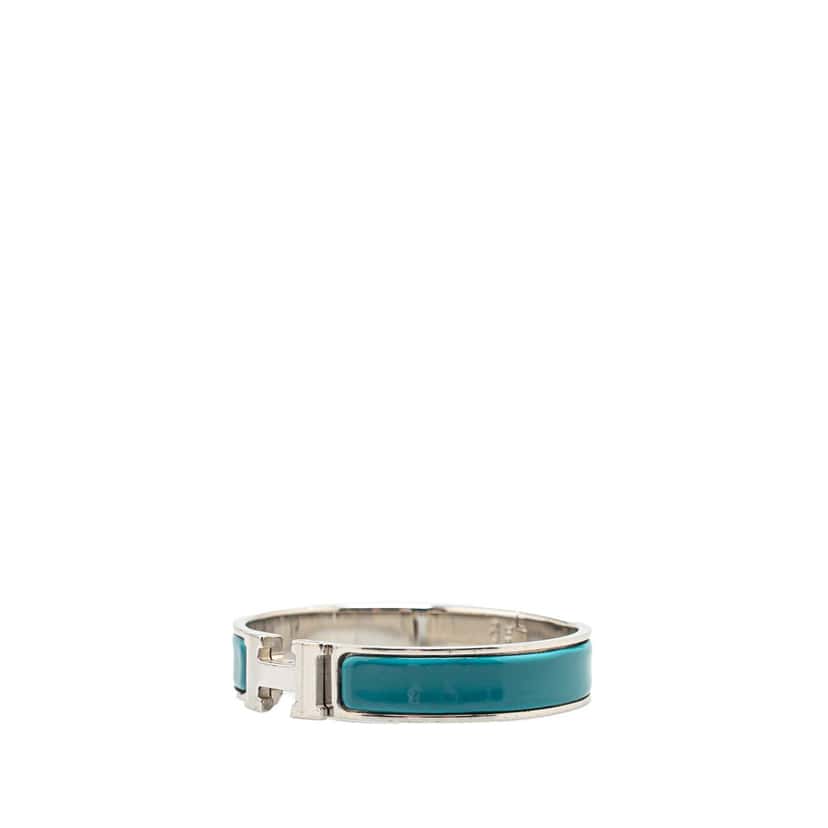 Hermès Narrow Enamel Clic H Bracelet PM Blue Good condition - Back View
