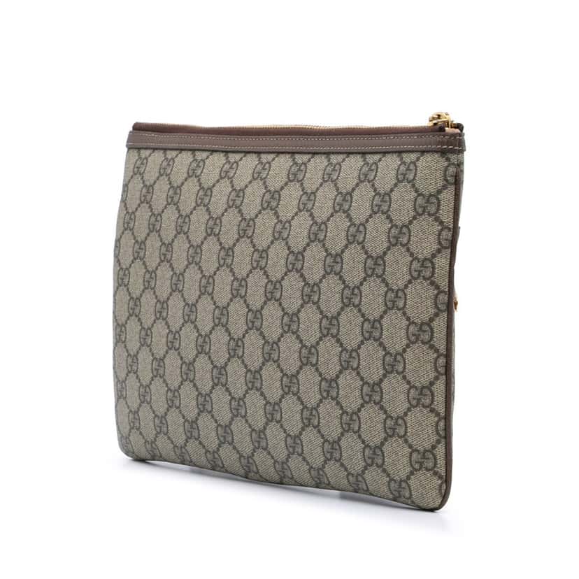 Gucci Large GG Supreme Ophidia Web Clutch Brown Canvas Good condition - Back View