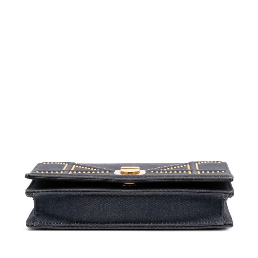 Dior Studded Denim Diorama Wallet on Chain Blue Denim Good condition - Inside View