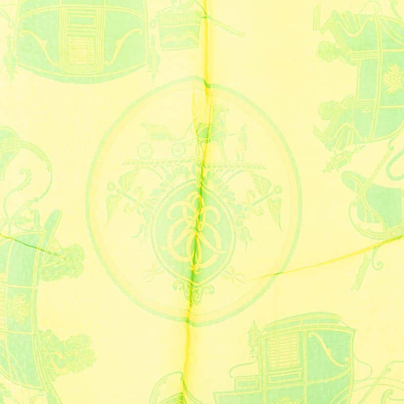 Hermès Ex Libris Silk Scarf Yellow Silk Good condition - Back View