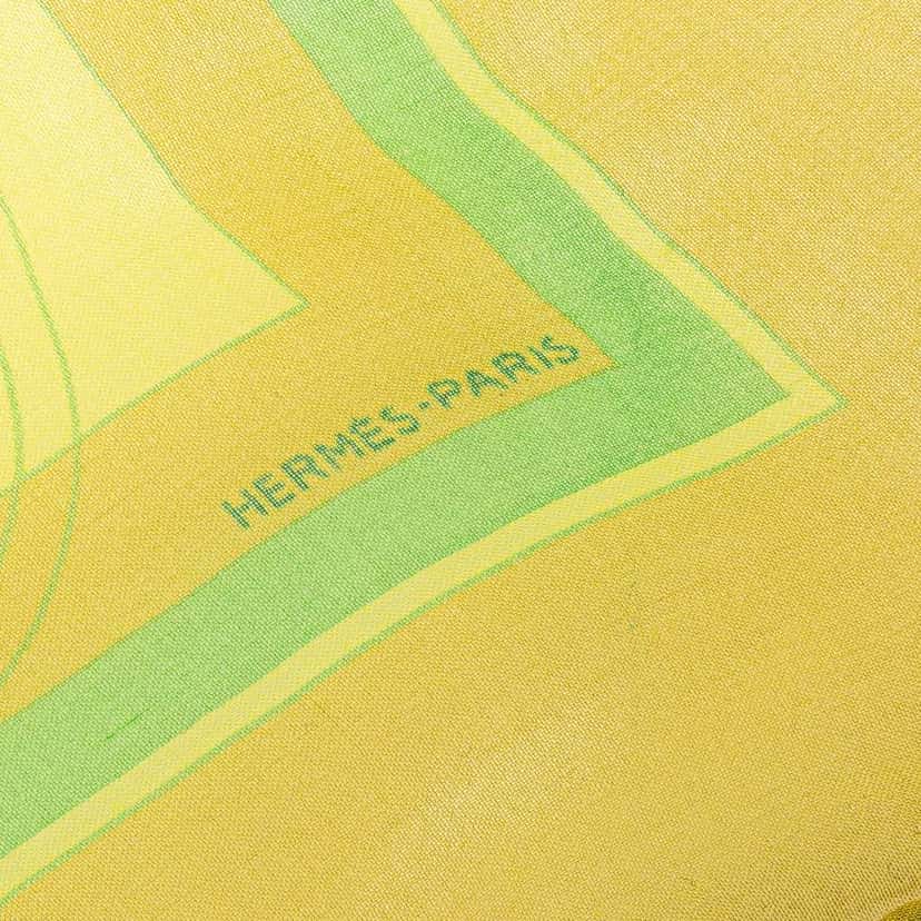 Hermès Ex Libris Silk Scarf Yellow Silk Good condition - Inside View