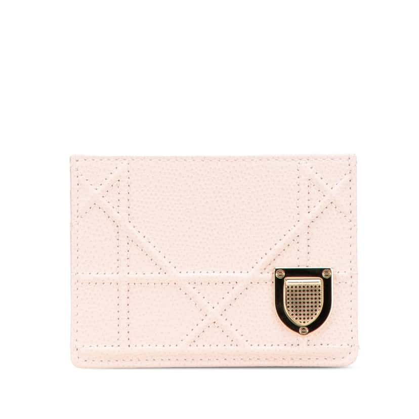 Dior Grained Calfskin Diorama Card Holder Pink Leather Very good condition - Front View