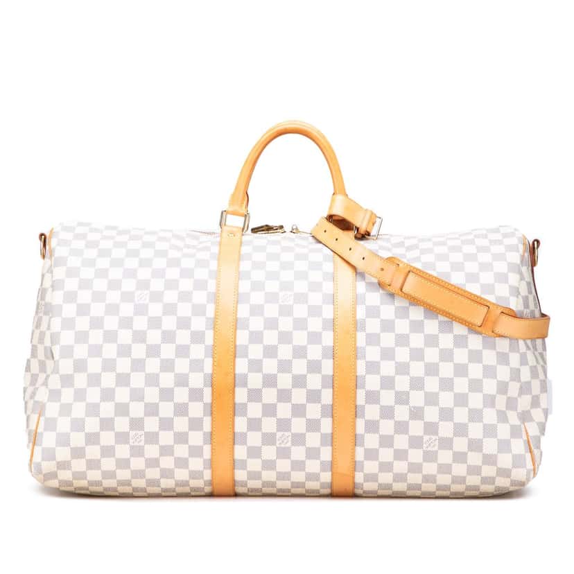 Louis Vuitton Damier Azur Keepall Bandouliere 55 White Canvas Good condition - Front View