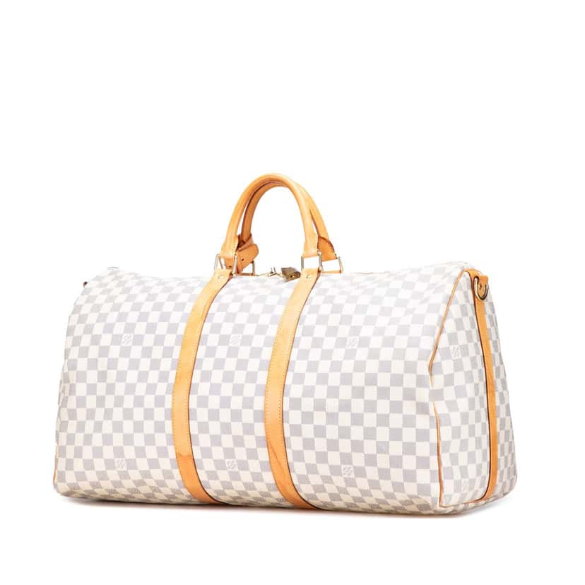 Louis Vuitton Damier Azur Keepall Bandouliere 55 White Canvas Good condition - Back View