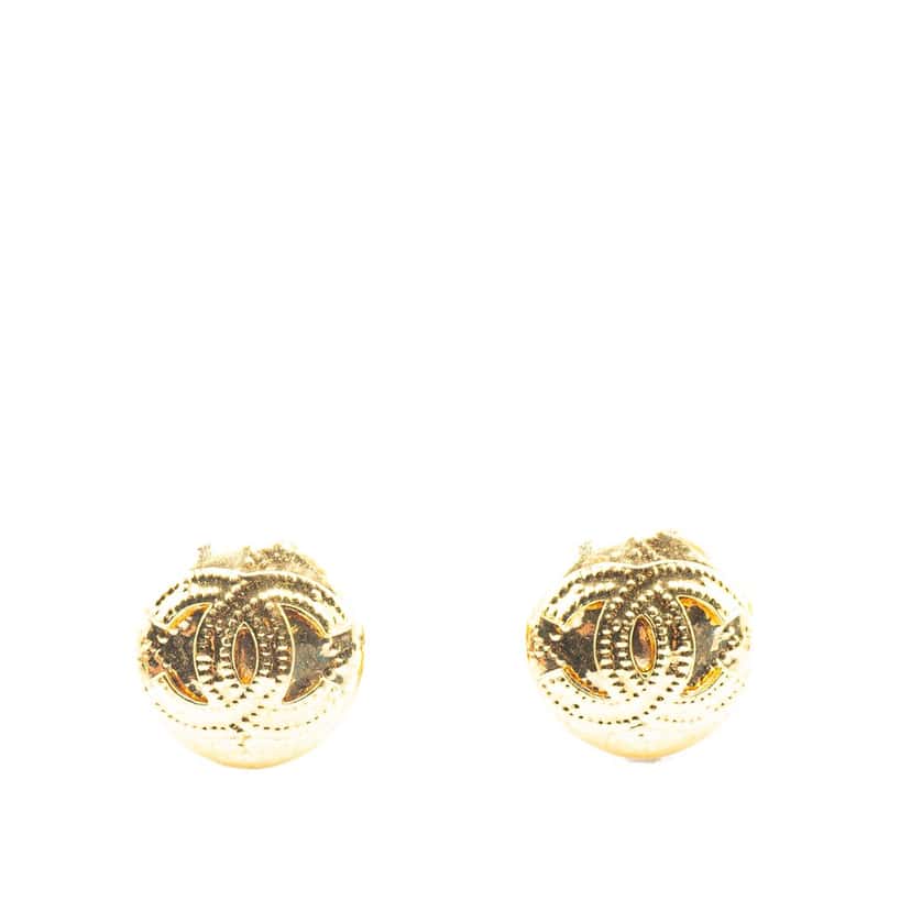 Chanel Gold Plated CC Clip on Earrings Gold Metal Good condition - Front View