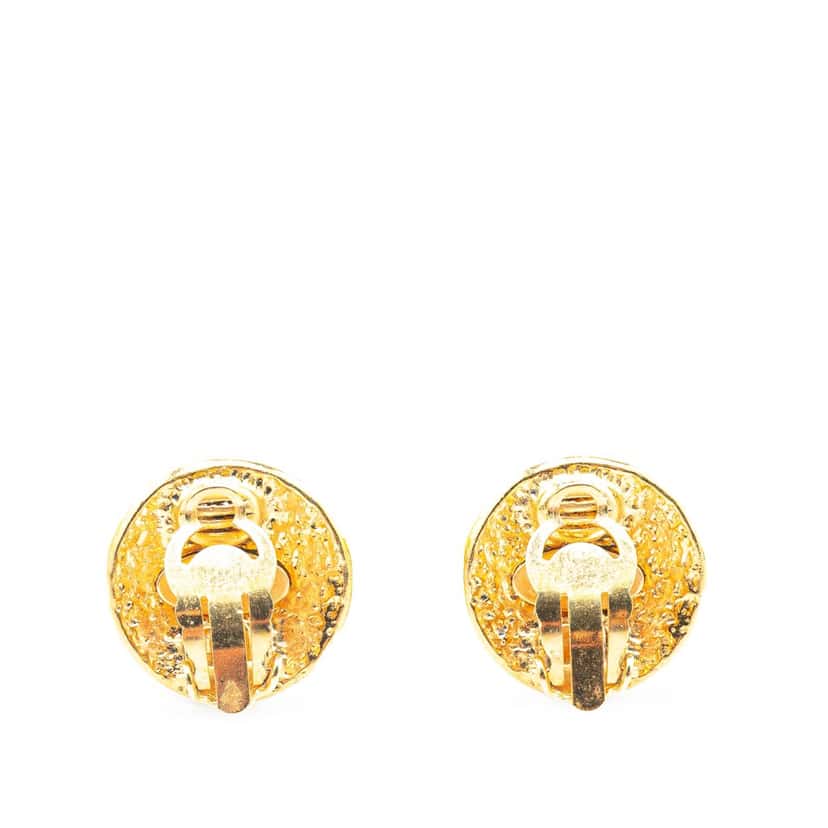 Chanel Gold Plated CC Clip on Earrings Gold Metal Good condition - Back View
