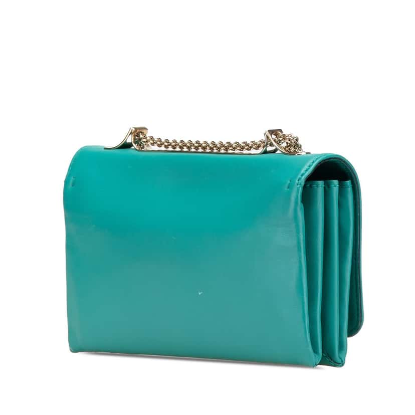 Valentino Leather Rockstud Va Va Voom Clutch on Chain Blue Leather Good condition - Back View