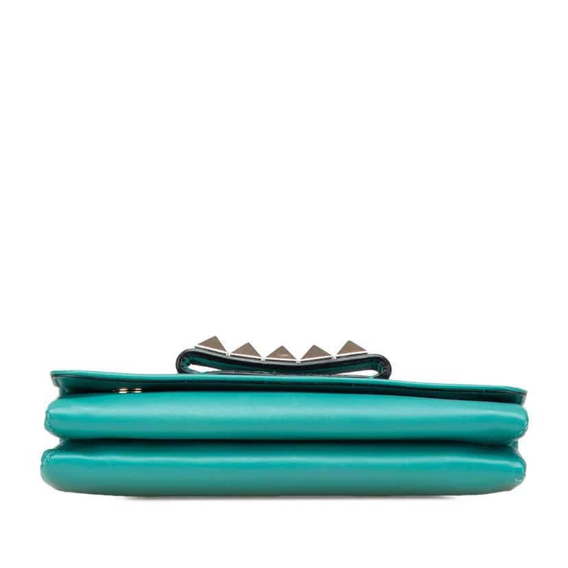 Valentino Leather Rockstud Va Va Voom Clutch on Chain Blue Leather Good condition - Inside View