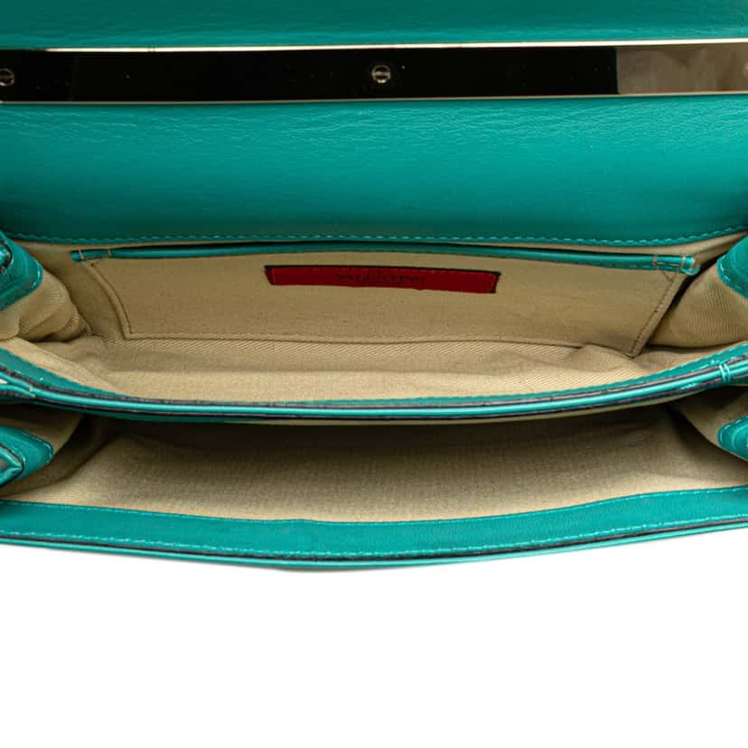 Valentino Leather Rockstud Va Va Voom Clutch on Chain Blue Leather Good condition - Model View