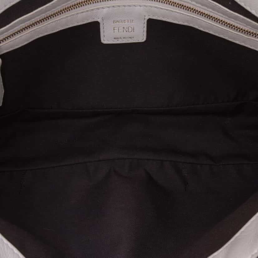 Fendi Zucca Embossed Leather Baguette Satchel White Leather Good condition - Model View