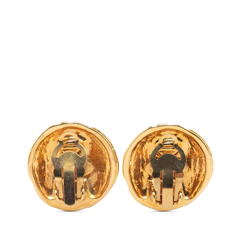 Chanel Gold Plated CC Clip On Earrings Gold Metal Good condition - Back View