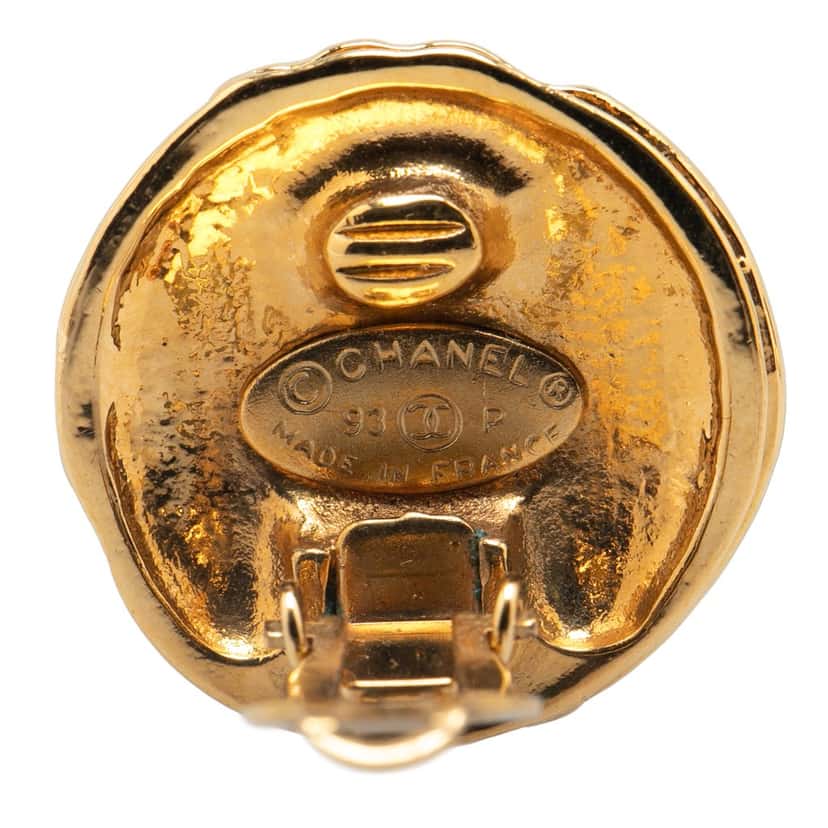 Chanel Gold Plated CC Clip On Earrings Gold Metal Good condition - Inside View