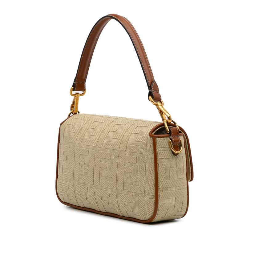 Fendi Zucca Embroidered Canvas Baguette Satchel Brown Canvas Good condition - Back View