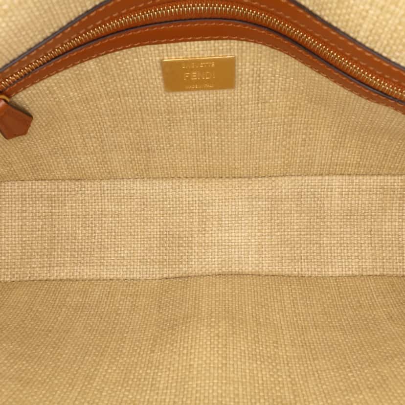 Fendi Zucca Embroidered Canvas Baguette Satchel Brown Canvas Good condition - Model View