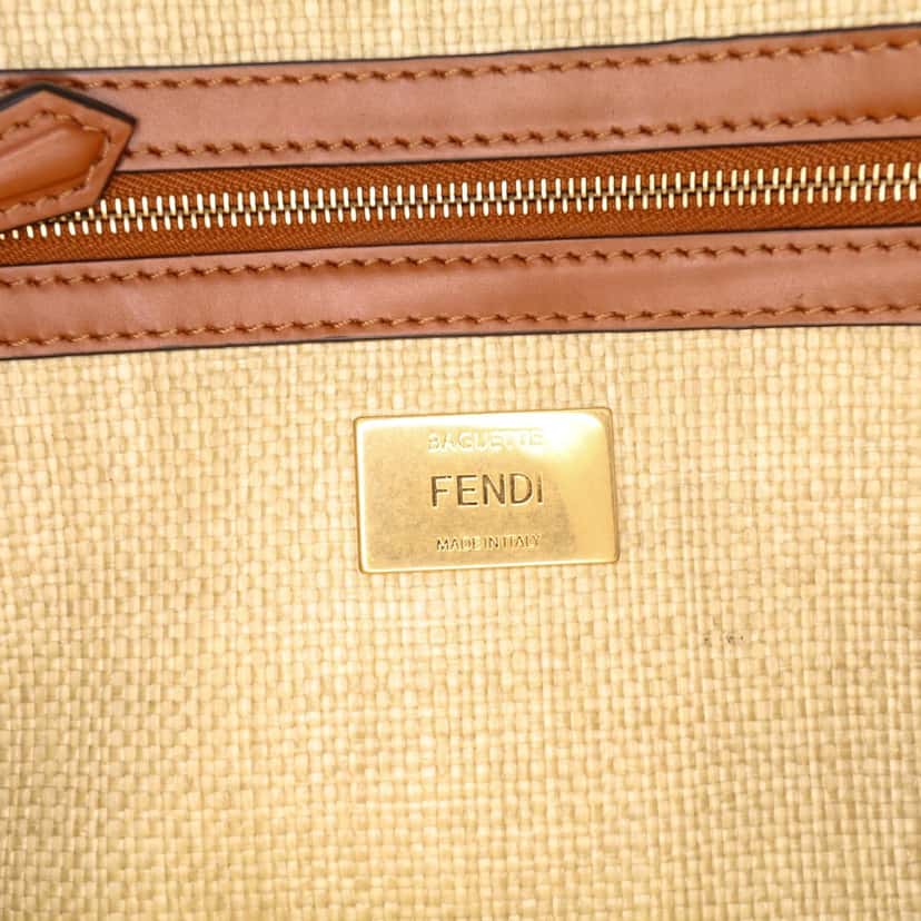 Fendi Zucca Embroidered Canvas Baguette Satchel Brown Canvas Good condition - Box View
