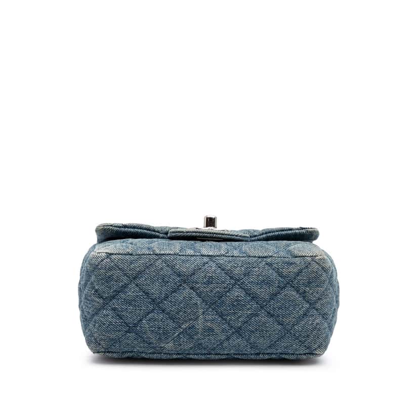 Chanel Mini Square CC Quilted Denim Single Flap Blue Denim Good condition - Inside View