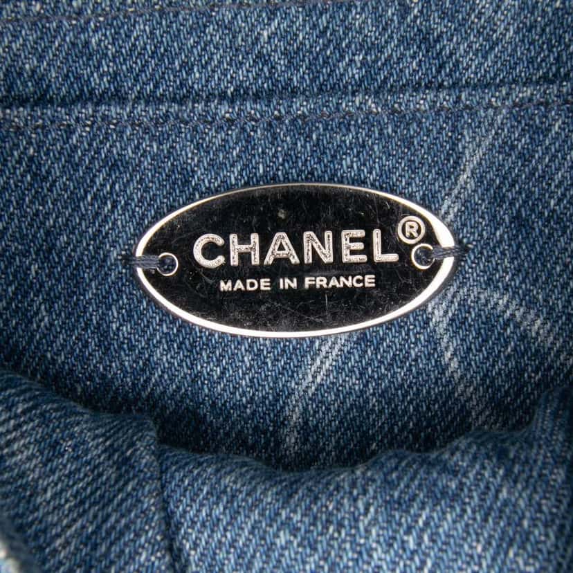 Chanel Mini Square CC Quilted Denim Single Flap Blue Denim Good condition - Box View