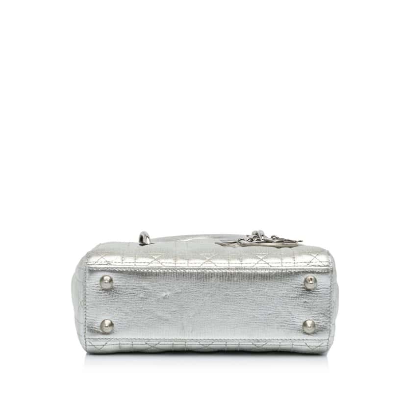 Dior Small Metallic Grained Calfskin Cannage My ABCDior Lady Dior Silver Leather Very good condition - Model View