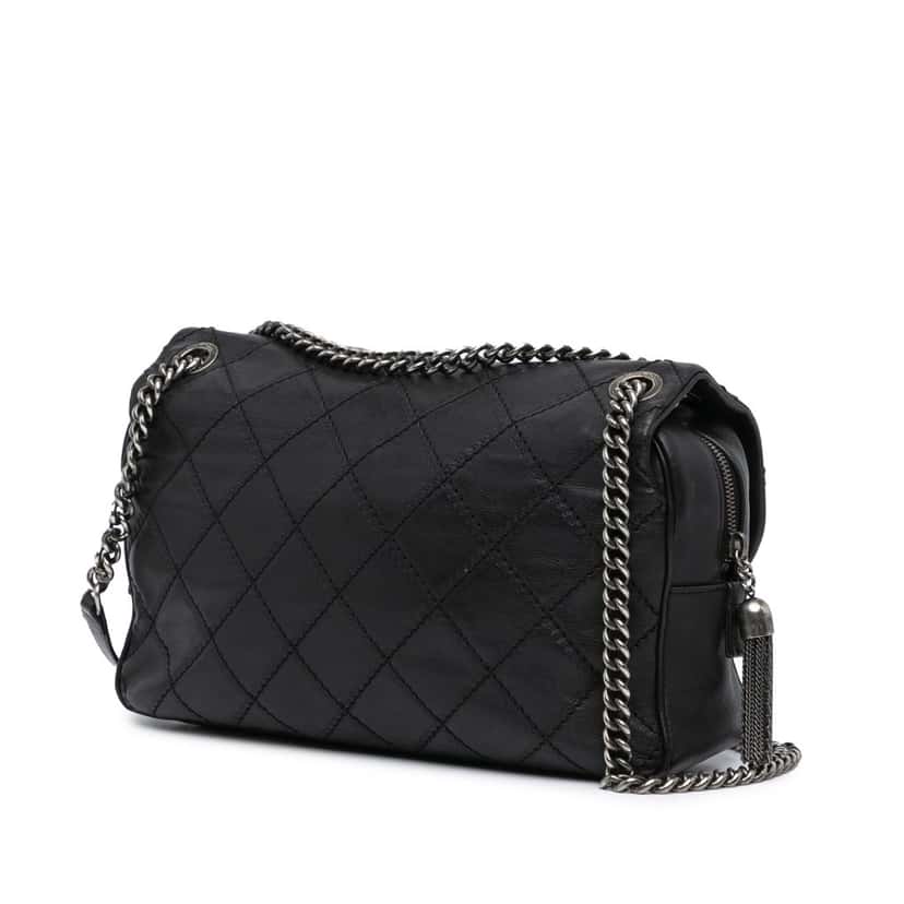 Chanel Paris Edinburgh Jumbo Calfskin Coco Sporran Flap Black Leather Good condition - Back View