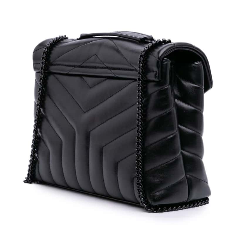 Saint Laurent Small Calfskin Monogram LouLou Shoulder Bag Black Leather Good condition - Back View