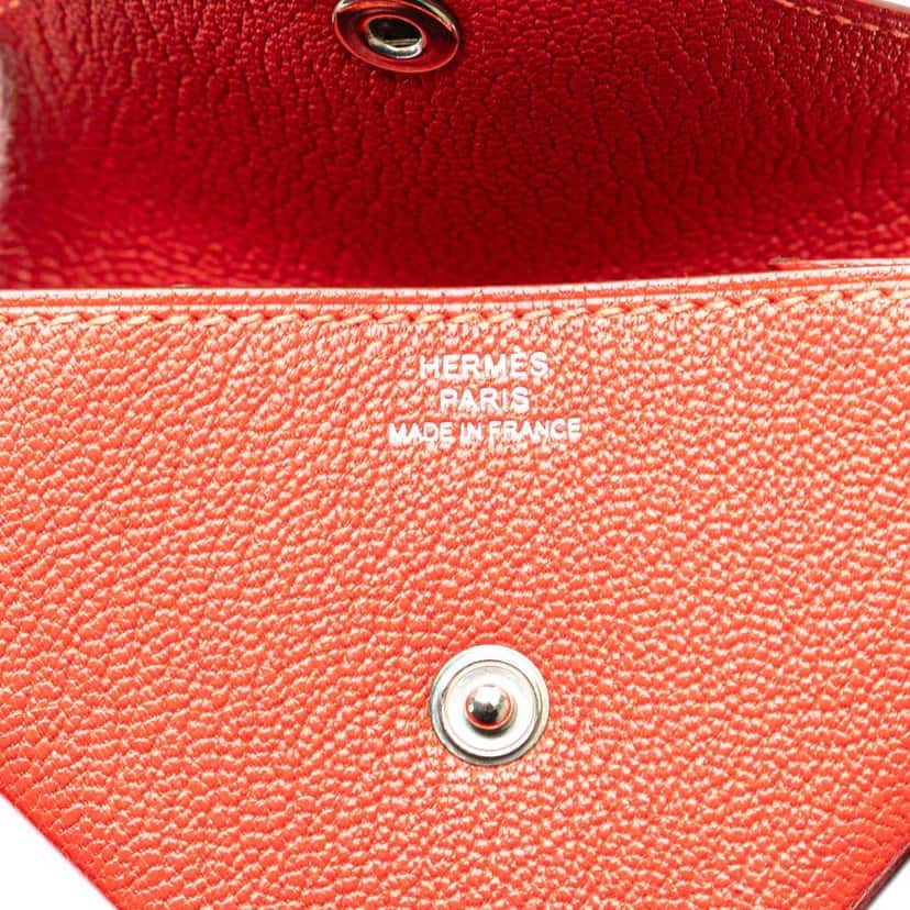 Hermès Chevre Le Vin Quatre Coin Purse Red Leather Good condition - Box View