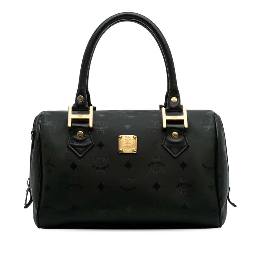 Mcm Visetos Nylon Boston Bag Black Good condition - Front View