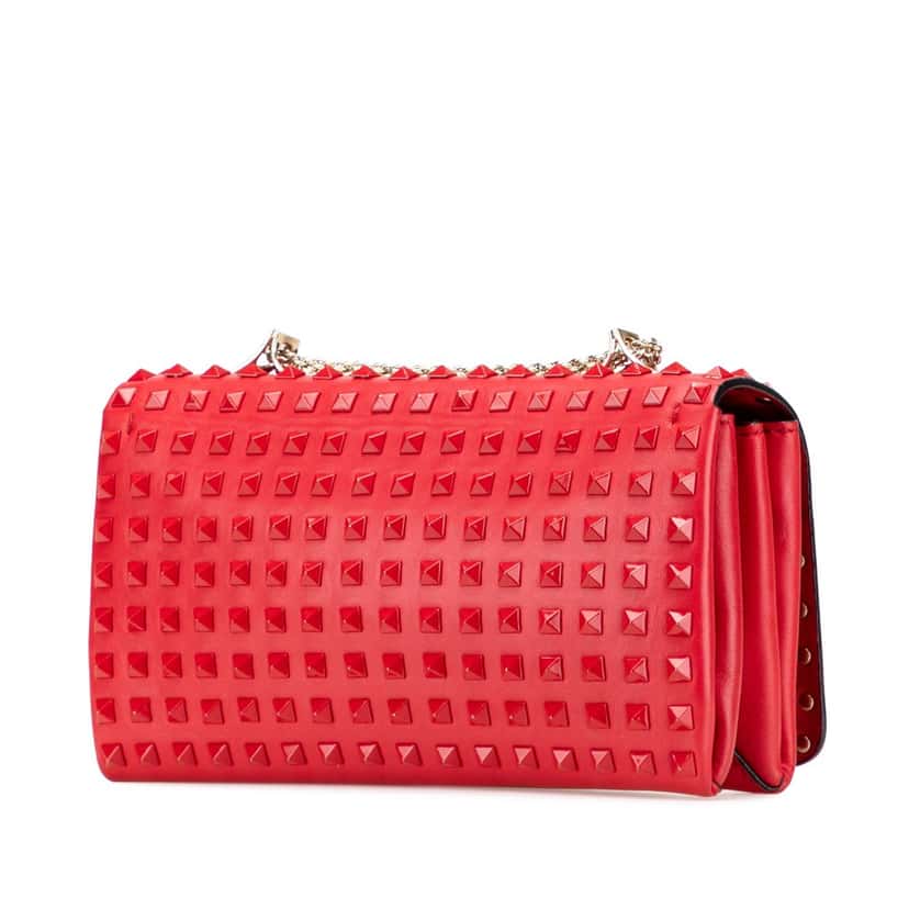Valentino Nappa All Over Stud Va Va Voom Clutch on Chain Red Leather Good condition - Back View