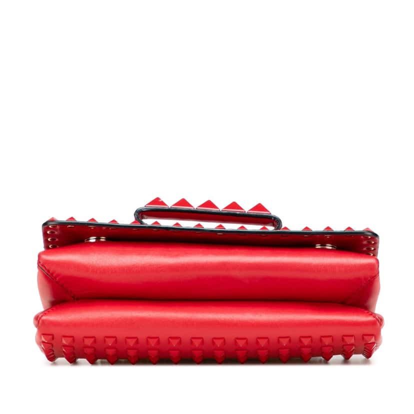 Valentino Nappa All Over Stud Va Va Voom Clutch on Chain Red Leather Good condition - Inside View