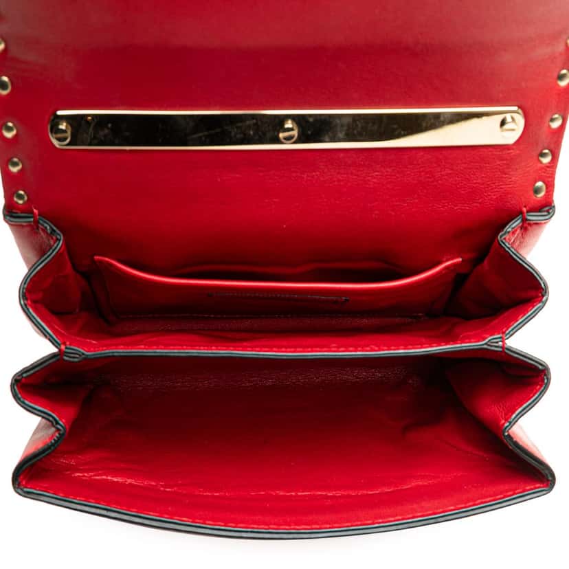 Valentino Nappa All Over Stud Va Va Voom Clutch on Chain Red Leather Good condition - Model View